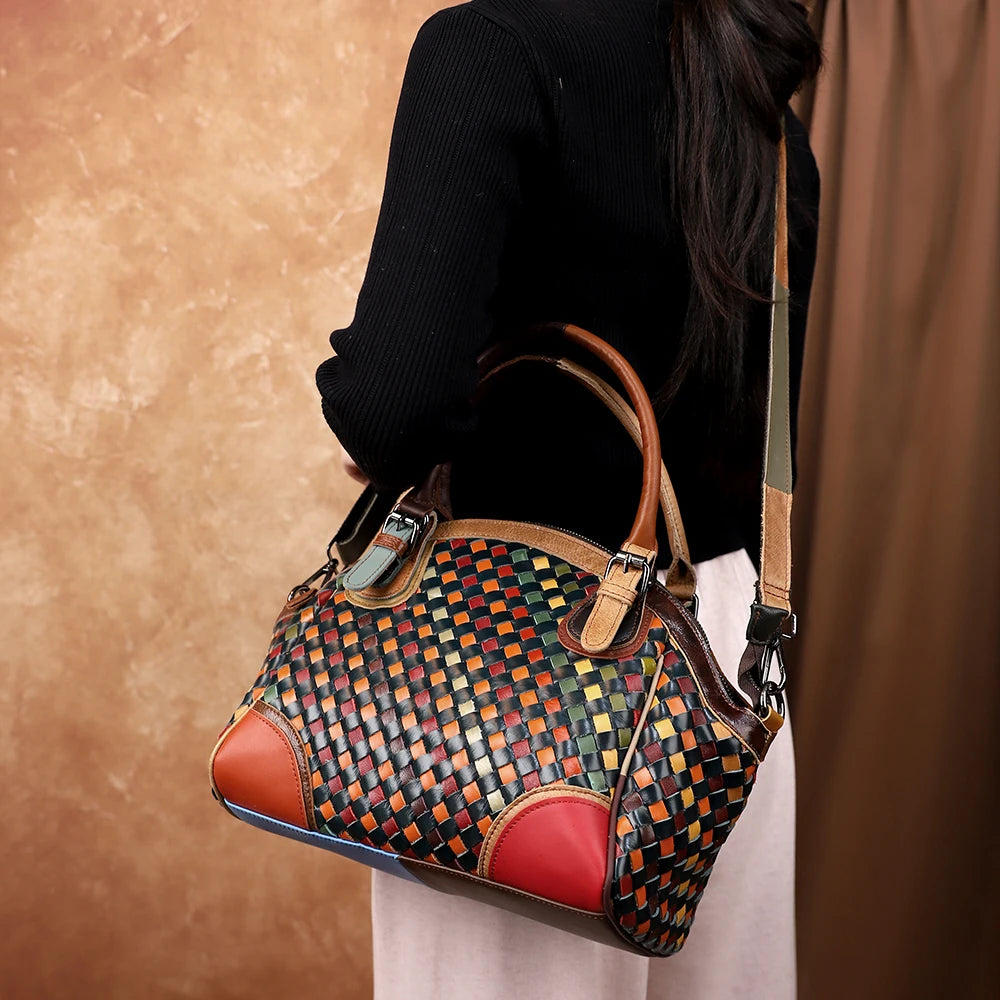 Hand-Woven Genuine Leather Shell Bag, Large Crossbody - product photo 6