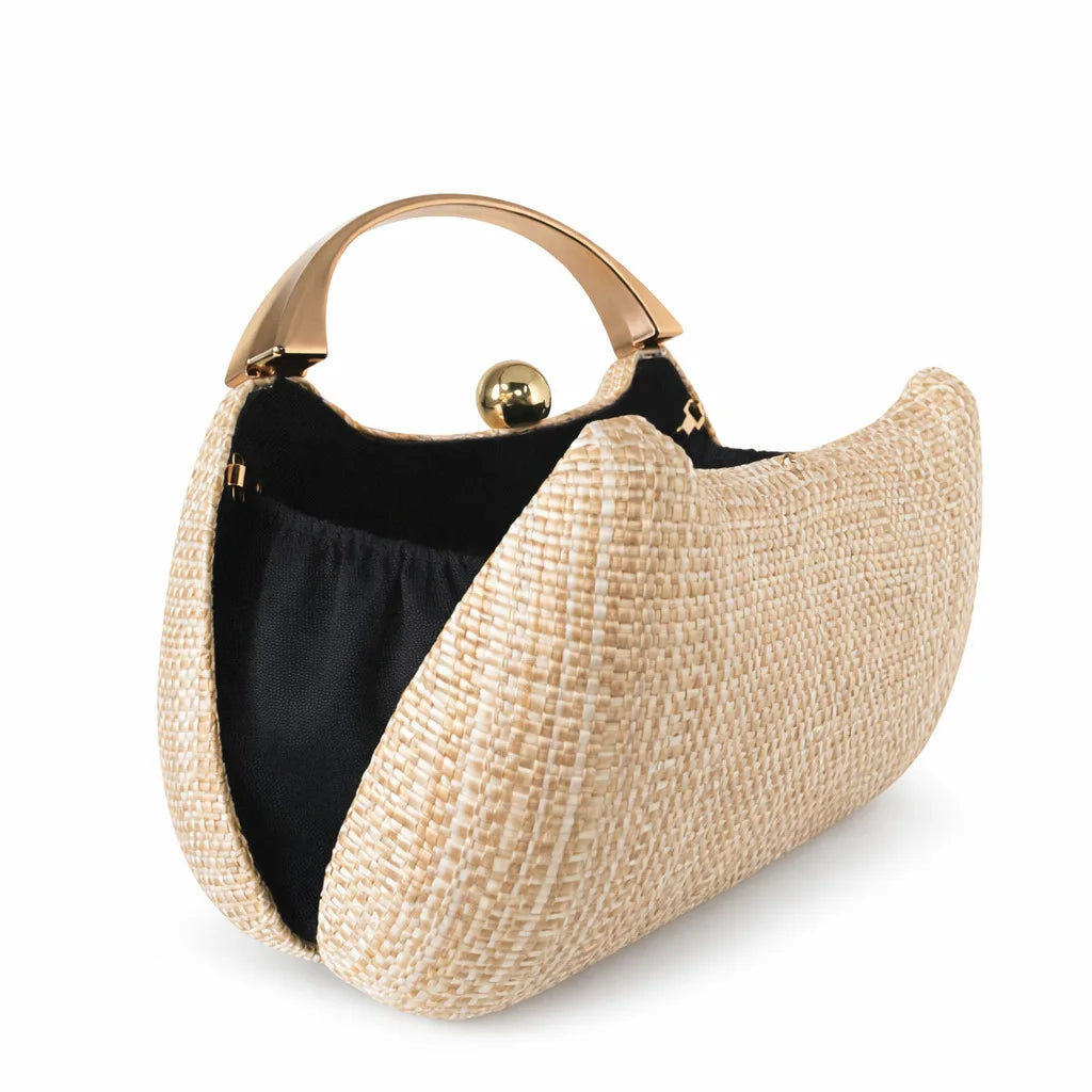 Woven Shell Evening Bag, Embossed Dinner Clutch - product photo 3