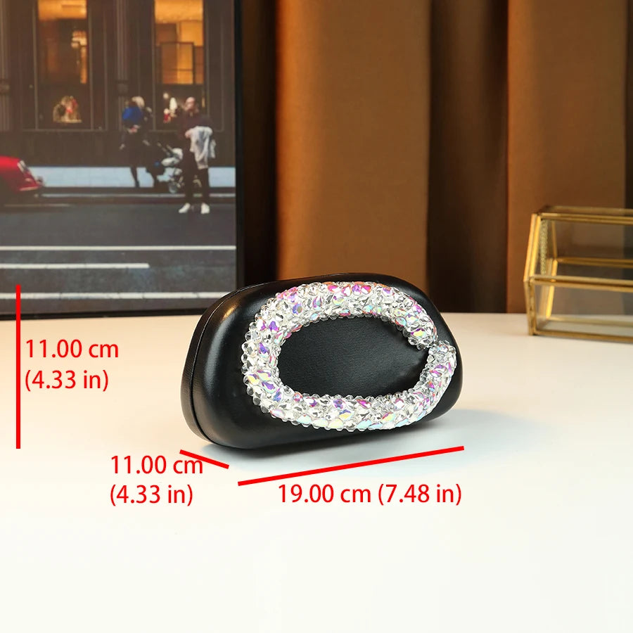 3D Round Evening Bag with Rhinestone Detail - product photo 2