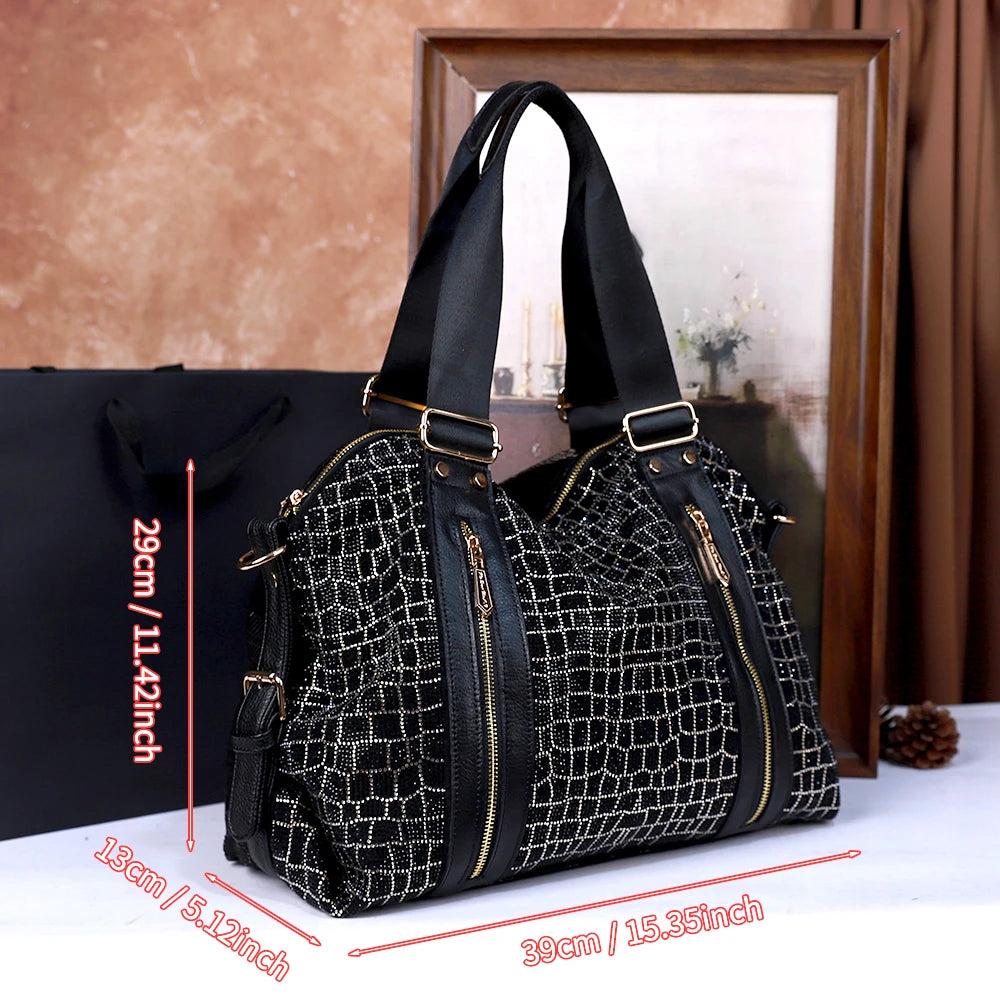 Sequin-Embellished PU Tote, Large-Capacity Shoulder Bag - product photo 4