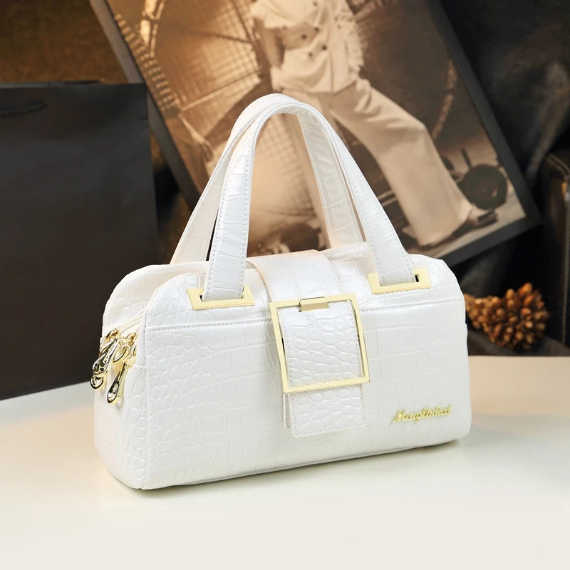 Alligator-Pattern Boston Bag, PU Crossbody Satchel - product photo 5
