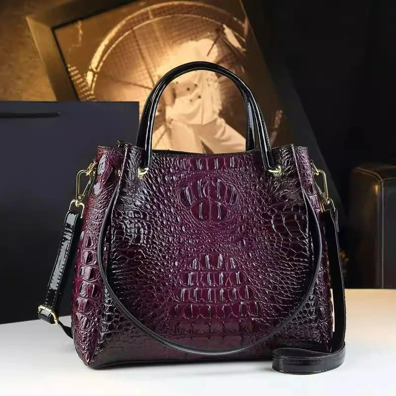 Crocodile-Pattern Bucket Bag, Retro Shoulder Handbag - product photo 3