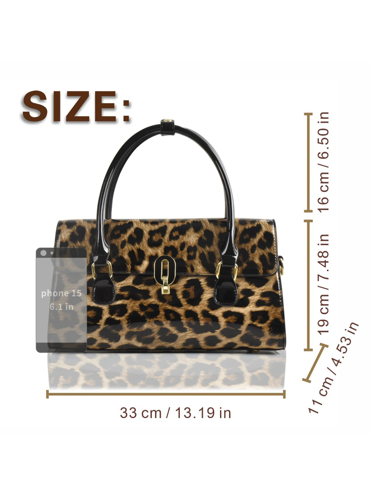 Leopard Patent Tote with Top Handle - product photo 6