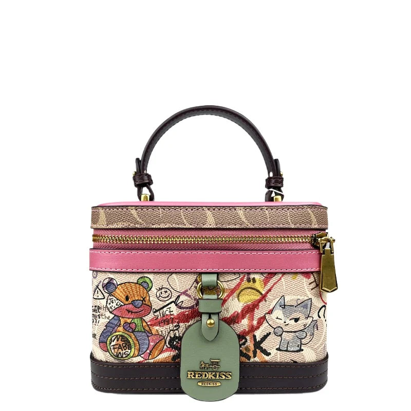 Monogram Graffiti Box Bag, Cartoon-Print PVC Vanity Bag - product photo 2