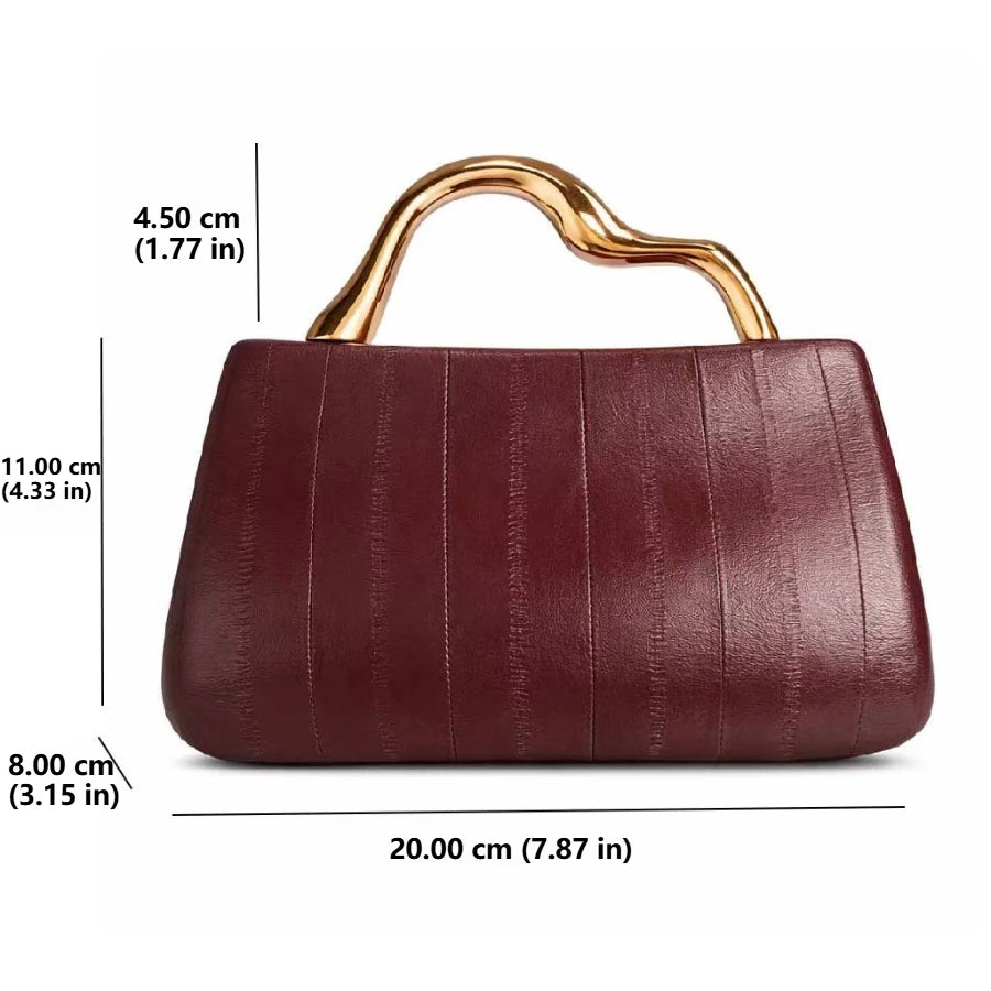 Curved Metal-Handle Bag, Minimalist Chain Purse - product photo 2