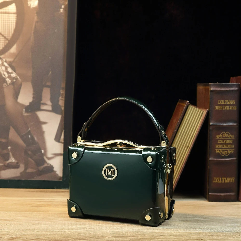 Square-Handle Satchel Bag, Retro Textured Handbag - product photo 5