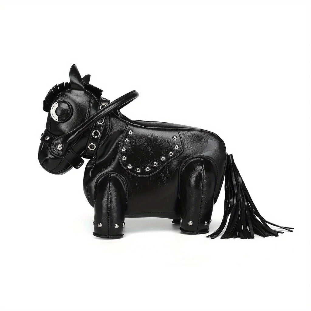 Horse-Shaped Crossbody Bag with Tassel Trim - product photo 2