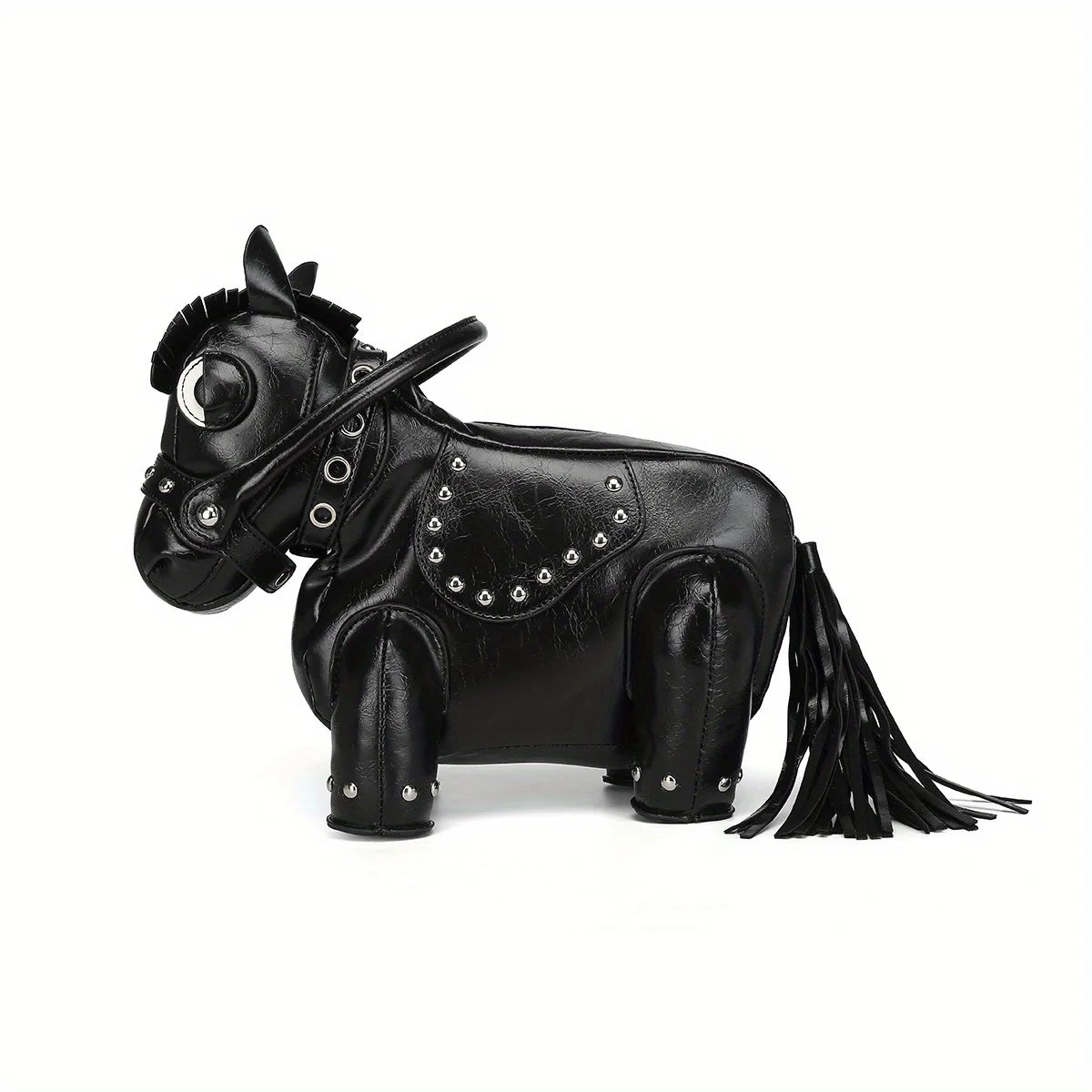 Horse-Shaped Crossbody Bag with Tassel Trim - product photo 2