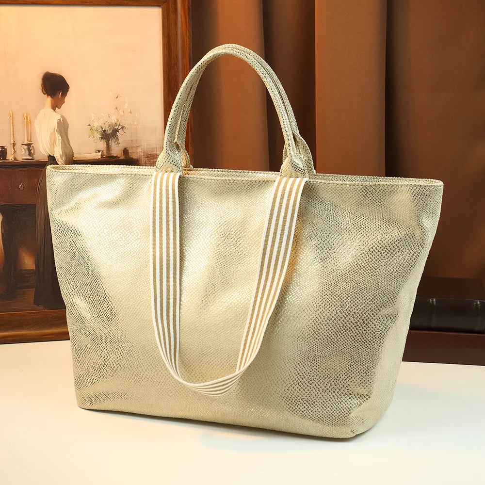 Snake-Print Tote Bag, Wear-Resistant PU Shoulder Bag - product photo 1