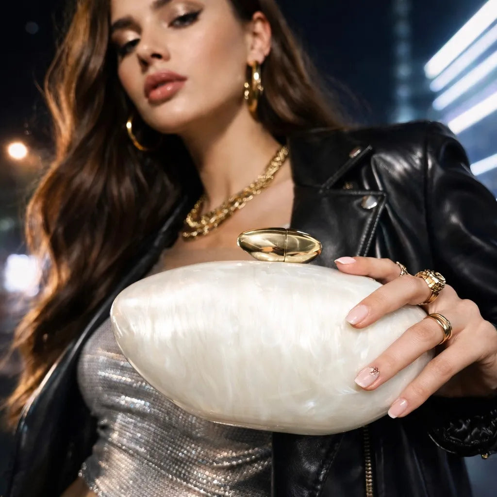Transparent Bullet Clutch, Evening Bag with Cotton Lining - product photo 5