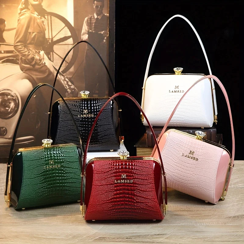 Croc-Embossed Tote with Stone Detail, Office Shoulder Bag - product photo 4