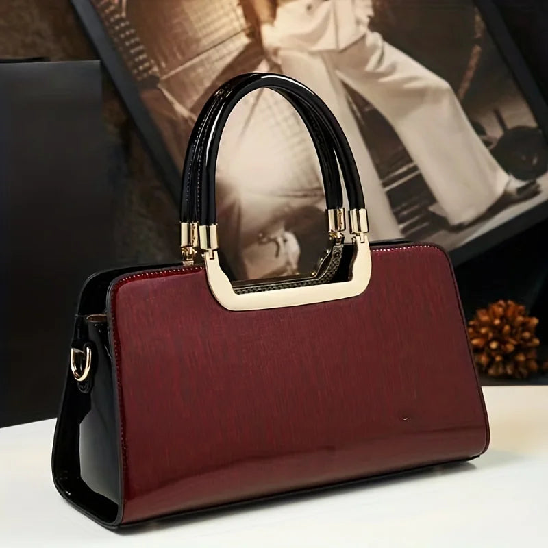 Solid-Colour PU Shoulder Tote, Everyday Handbag - product photo 2