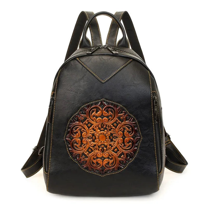 Retro Printed Backpack, Lightweight PU Daypack - product photo 2