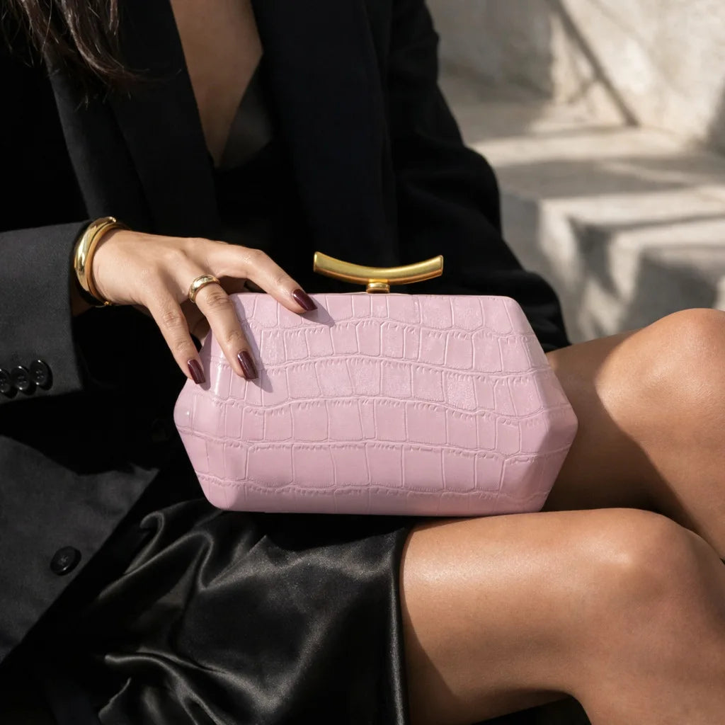 Special-Shaped Evening Clutch, Croc-Pattern Hard Case - product photo 5