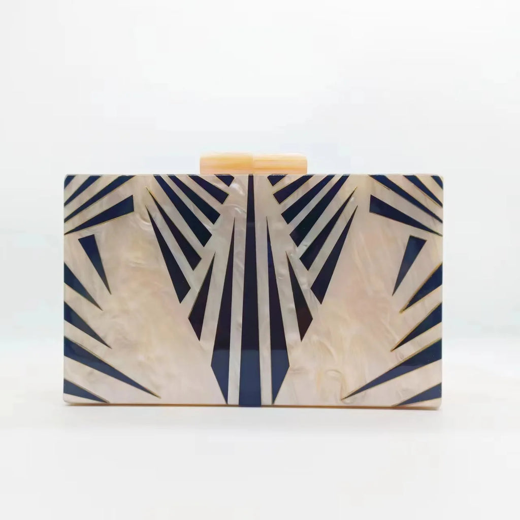 Zebra-Pattern Chain Bag, Acrylic Trapeze Purse - product photo 2