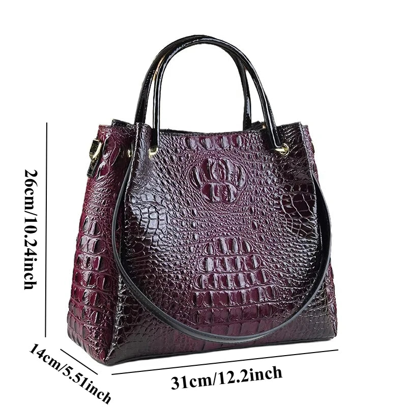 Crocodile-Pattern Bucket Bag, Retro Shoulder Handbag - product photo 6