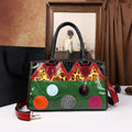 Bohemian Patchwork Cowhide Tote, Colour-Block Bag - product photo 1
