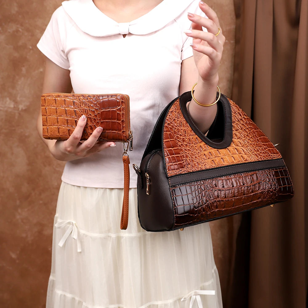 Croc-Pattern Crossbody Bag with Magnetic Closure - product photo 6