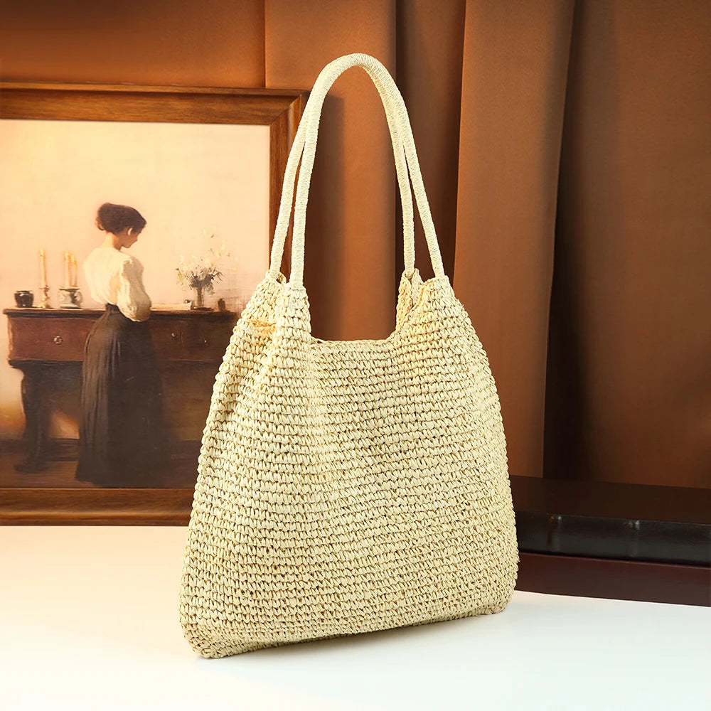 Paper-Rope Woven Tote, Summer Beach Handbag - product photo 5