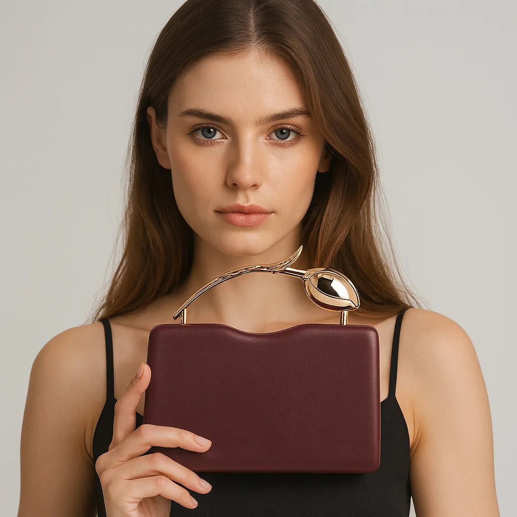 Rose-Shaped Metal Handbag, Novelty Dinner Bag - product photo 4