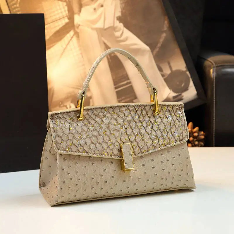 Bird-Pattern Handbag, Retro Rotary Buckle PU Bag - product photo 1