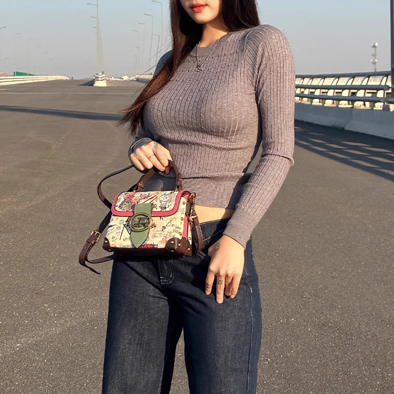 Cartoon Print Top-Handle Bag, Adjustable Crossbody - product photo 6
