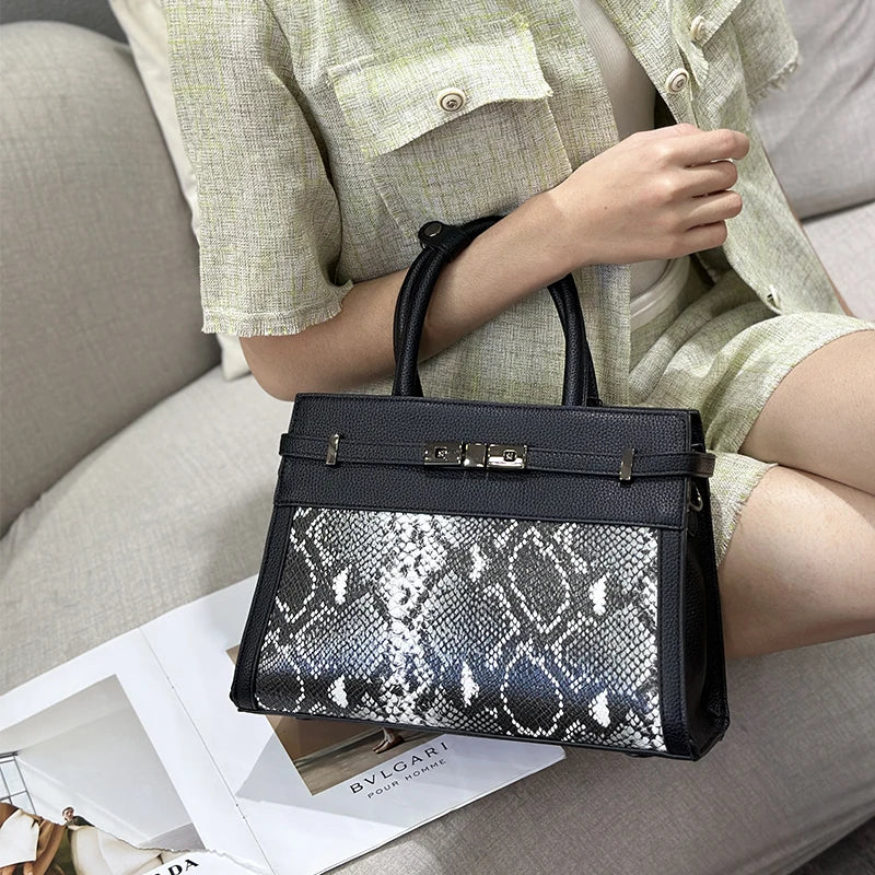 Structured Leopard Top-Handle Tote, PU Work Satchel - product photo 2