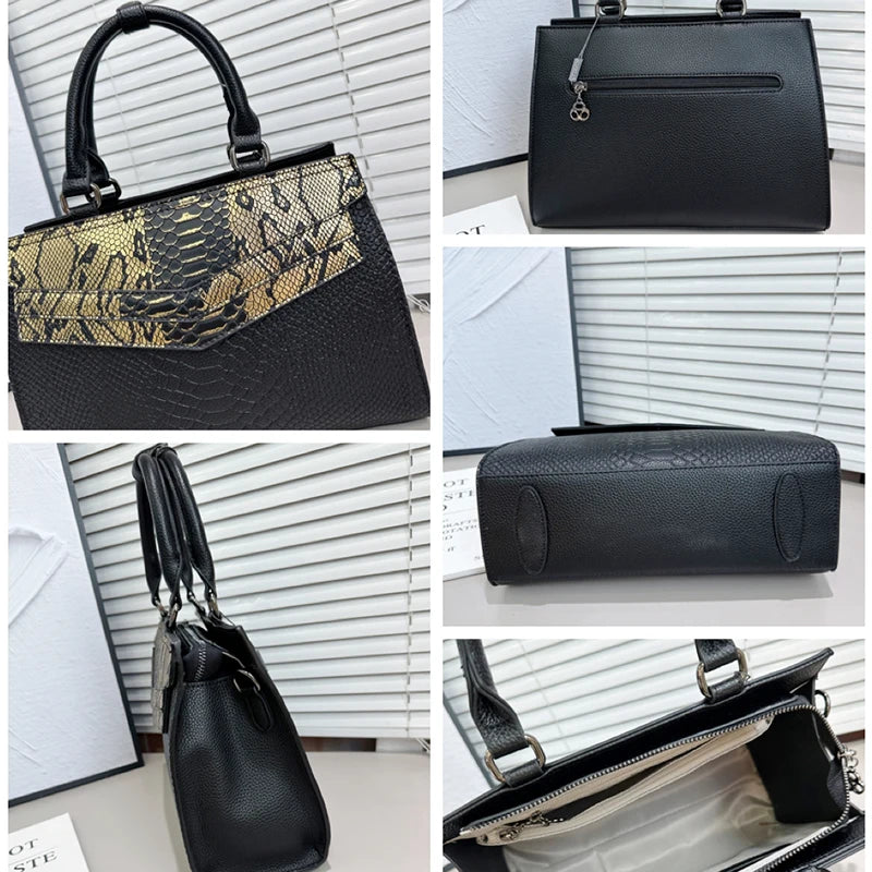 Leopard Croc-Embossed Tote, PU Shoulder Bag - product photo 4