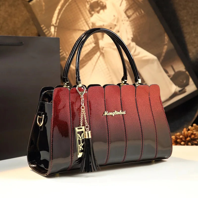 Striped Tassel Crossbody Bag, English-Style PU Bag - product photo 1