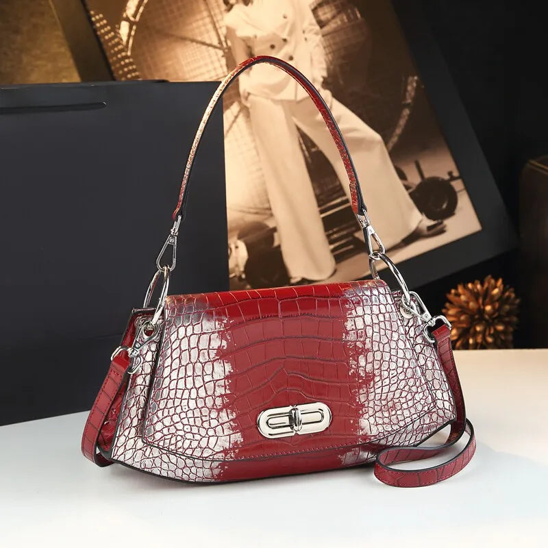 Croc-Pattern Saddle Bag, Mini Underarm Crossbody - product photo 6