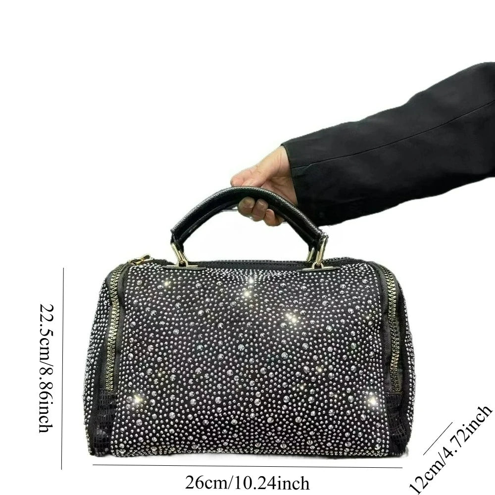 Leopard Print Rhinestone Bag, PU Crossbody - product photo 4