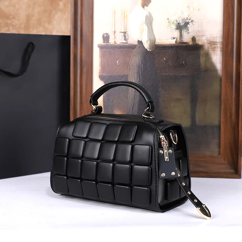 Small Boxy Shoulder Bag, Zip PU Handbag - product photo 3