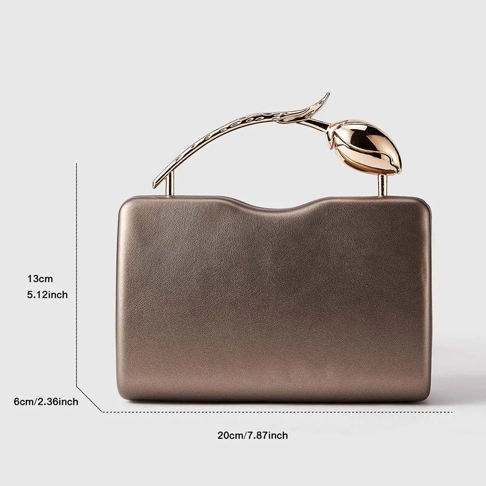 Rose-Shaped Metal Handbag, Novelty Dinner Bag - product photo 3