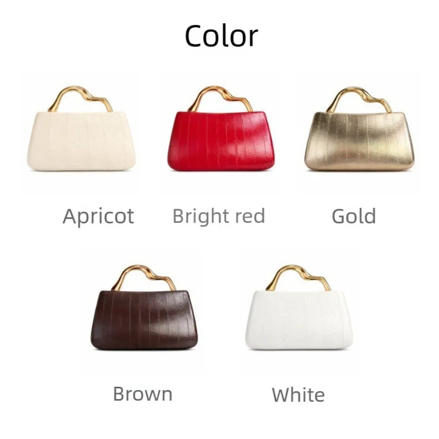 Curved Metal-Handle Bag, Minimalist Chain Purse - product photo 4