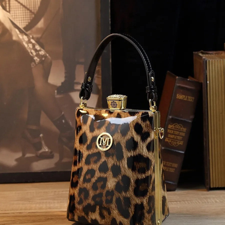 Glossy Leopard Mini Crossbody, Patent Diamante Bag - product photo 1
