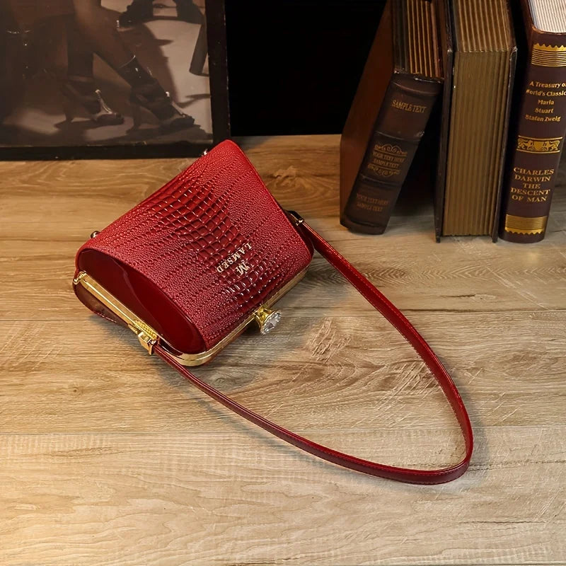 Croc-Embossed Tote with Stone Detail, Office Shoulder Bag - product photo 5