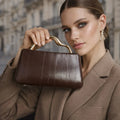 Curved Metal-Handle Bag, Minimalist Chain Purse - product photo 1