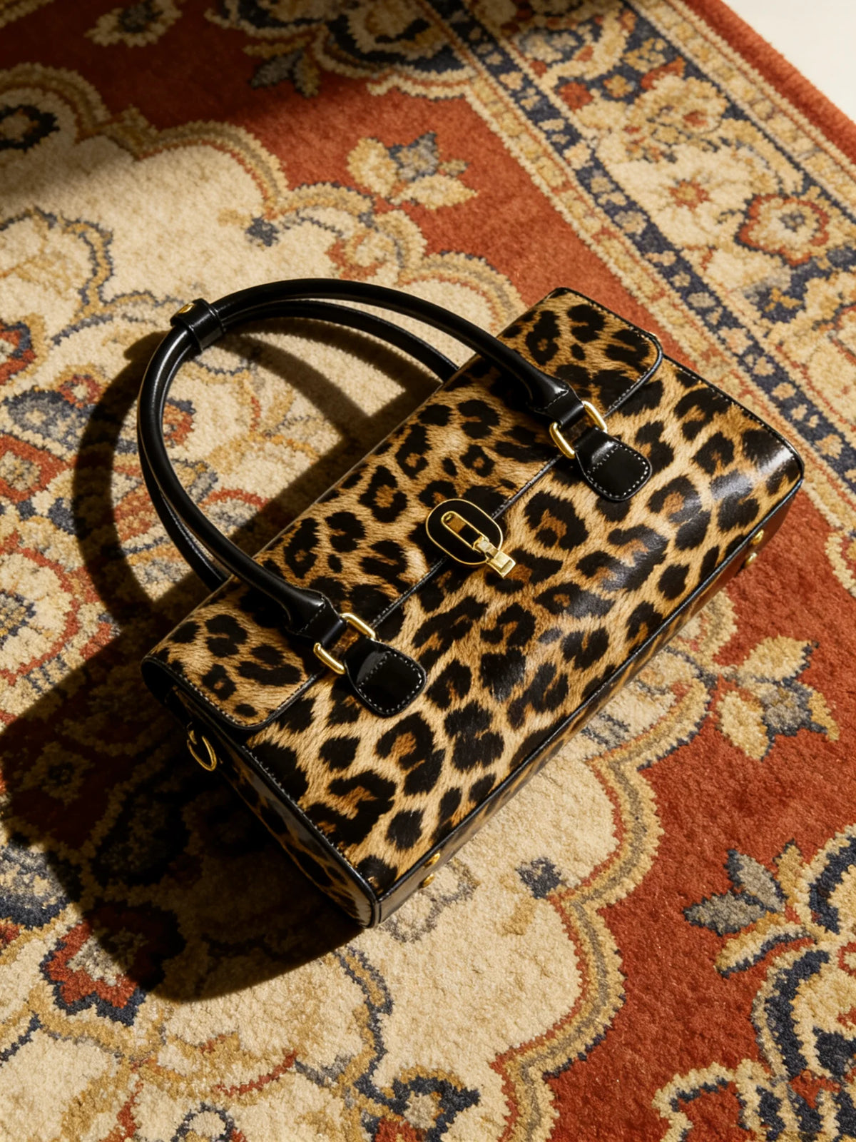 Leopard Patent Tote with Top Handle - product photo 5