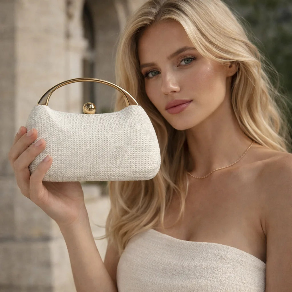 Woven Shell Evening Bag, Embossed Dinner Clutch - product photo 6