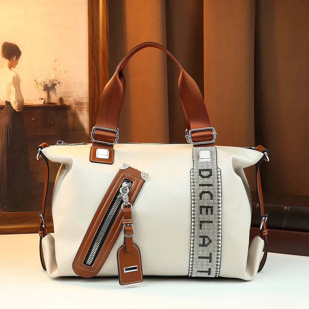 Two-Tone Rhinestone Tote Bag, Large PU Crossbody - product photo 1