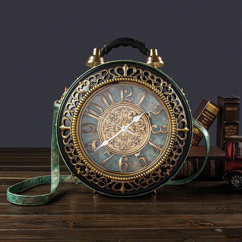 Clock-Print Crossbody Bag, Vintage Cartoon Shoulder Bag - product photo 3
