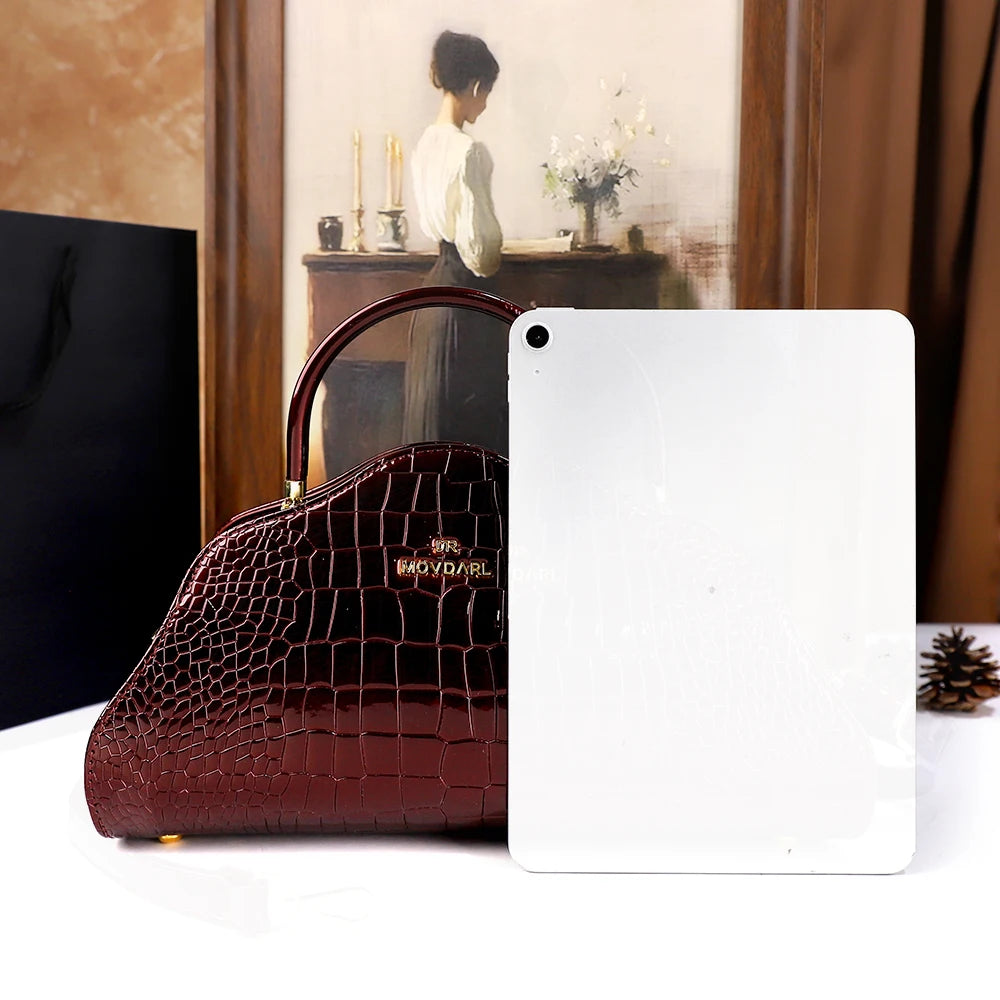 Alligator-Pattern Cloud Bag, Ruched Puffy Shoulder Bag - product photo 3