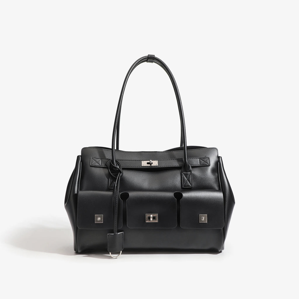 Punk Biker Tote Bag, Multi-Pocket Zip Shoulder Bag - product photo 3