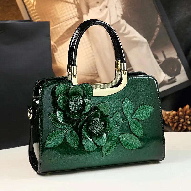 Flower Applique Tote Bag, Elegant PU Shoulder Bag - product photo 3