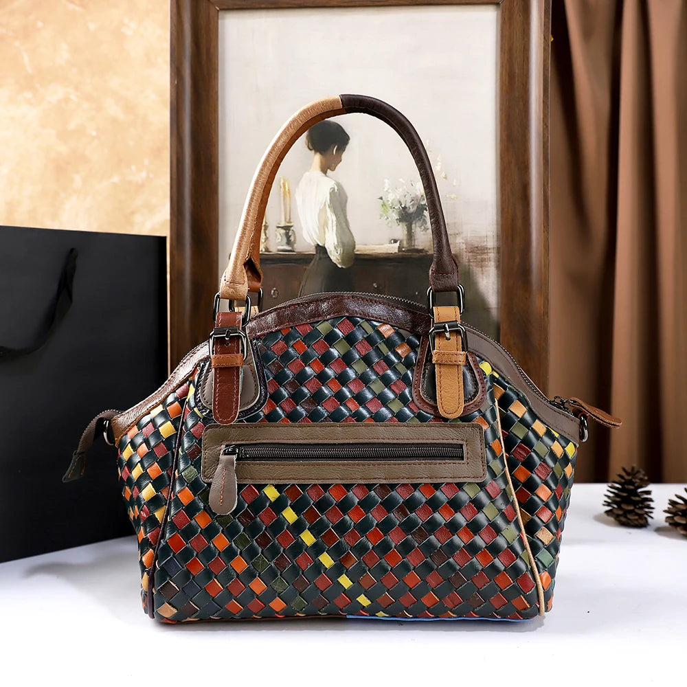 Hand-Woven Genuine Leather Shell Bag, Large Crossbody - product photo 4