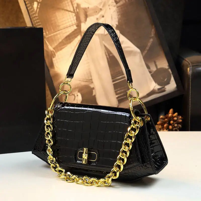 Stone-Pattern Underarm Bag with Rotary Buckle - product photo 5