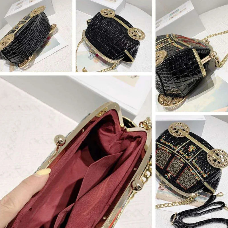 Carriage-Shaped Handbag with Chain Strap, Vintage Cartoon Bag - product photo 6