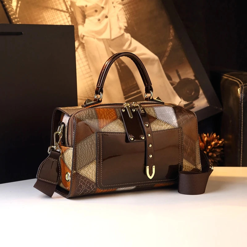 Geometric Print Pillow Bag with Tassel, Retro PU Handbag - product photo 5