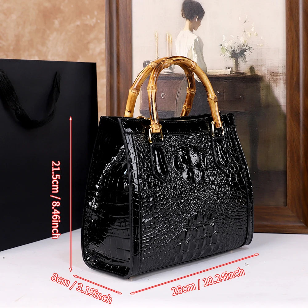Croc-Pattern Crossbody Tote Bag, Roomy Everyday Bag - product photo 2