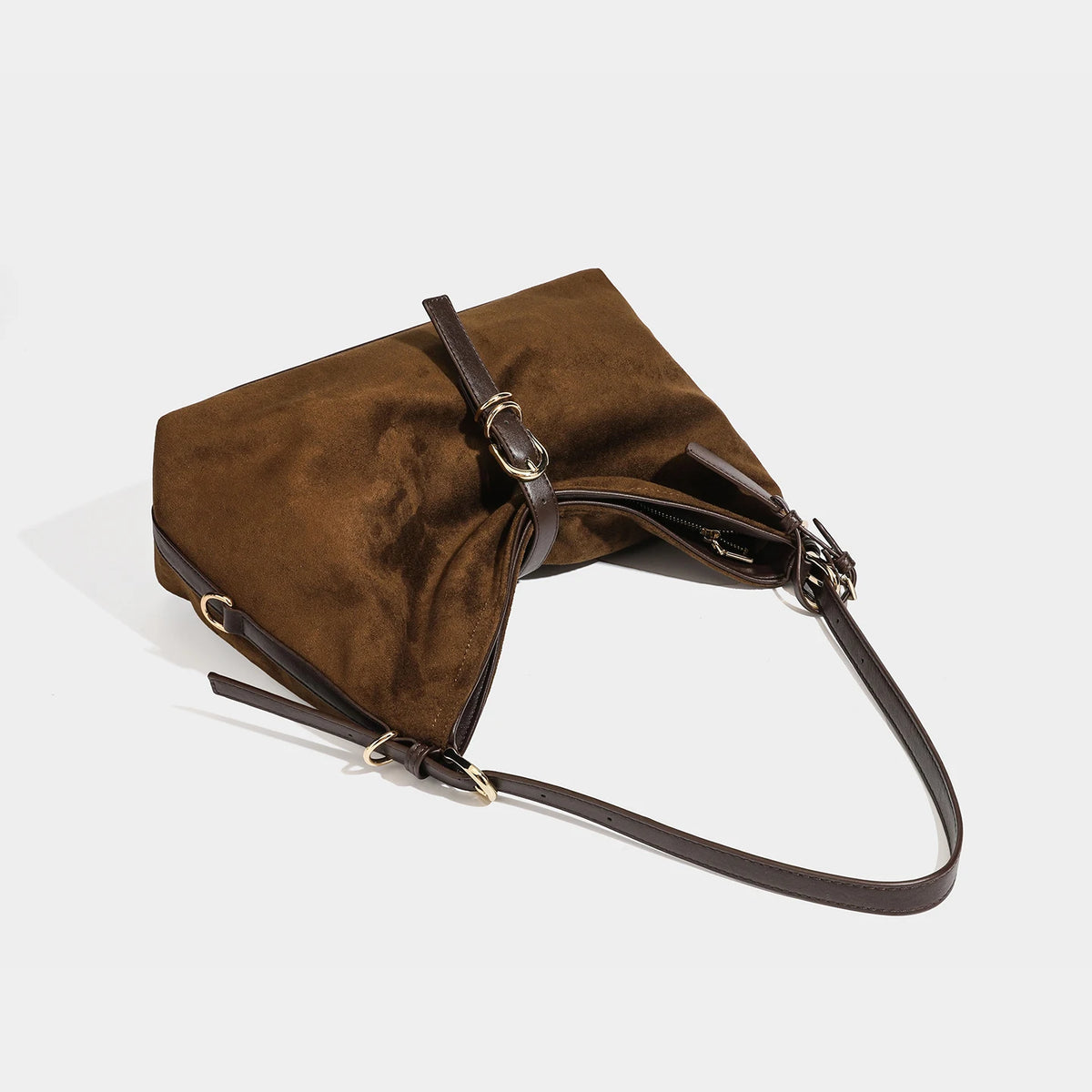 Faux-Suede Crescent Hobo Bag, Slouchy Shoulder Bag - product photo 5